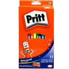 Pritt Jumbo Üçgen 12 Renk Kalın Uç Kuru Boya Kalemi