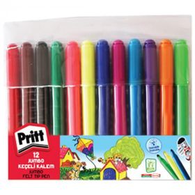 Pritt Jumbo Yuvarlak Uç 12 Renk Keçeli Boya Kalemi