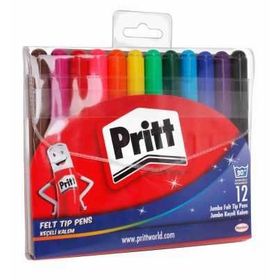 Pritt Jumbo Yuvarlak Uç 12 Renk Keçeli Boya Kalemi