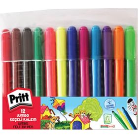 Pritt Jumbo Yuvarlak Uç 12 Renk Keçeli Boya Kalemi