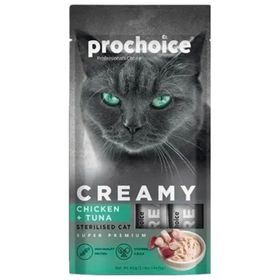 Pro Choice Creamy 15 gr 4 Adet Tavuklu ve Ton Balıklı Sıvı Kedi Ödül Maması