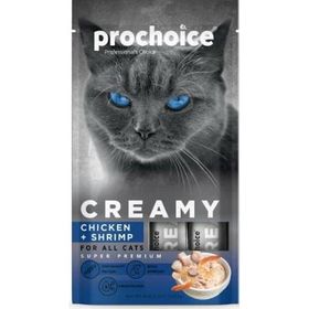 Pro Choice Creamy Tavuklu ve Karidesli Krema Sıvı 4x15 gr Kedi Ödülü