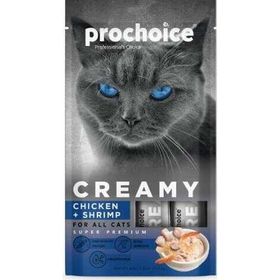 Pro Choice Creamy Tavuklu ve Karidesli Krema Sıvı 4x15 gr Kedi Ödülü