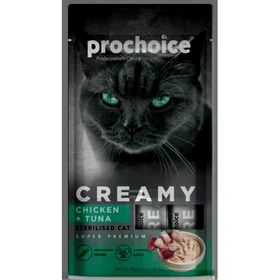 Pro Choice Creamy Tavuklu ve Ton Balıklı Krema Sıvı 4x15 gr Kedi Ödülü