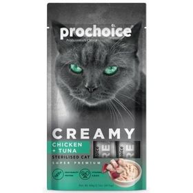 Pro Choice Creamy Tavuklu ve Ton Balıklı Krema Sıvı 4x15 gr Kedi Ödülü