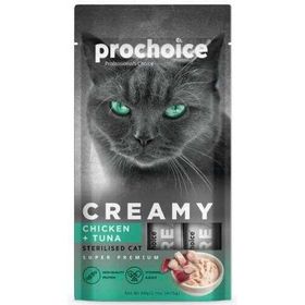 Pro Choice Creamy Tavuklu ve Ton Balıklı Krema Sıvı 4x15 gr Kedi Ödülü