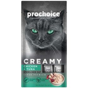 Pro Choice Creamy Tavuklu ve Ton Balıklı Krema Sıvı 4x15 gr Kedi Ödülü