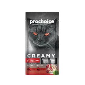 Pro Choice Creamy Ton Balığı Kızılcık ve Kedi Otlu Krema Sıvı 4x15 gr Kedi Ödülü