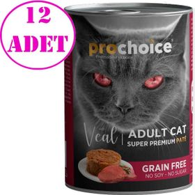 Pro Choice Dana Etli Tahılsız Ezme 12x400 gr Yetişkin Kedi Konservesi