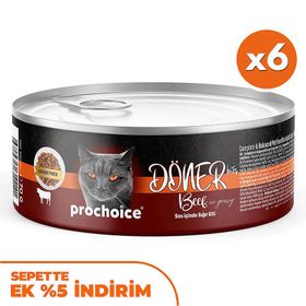 Pro Choice Döner Bites Adult Sos İçerisinde Dana Etli (Biftekli) 6x70 gr Kedi Yaş Maması