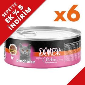 Pro Choice Döner Bites Kitten Sos İçerisinde Tavuklu 6x70 gr Yavru Kedi Yaş Maması