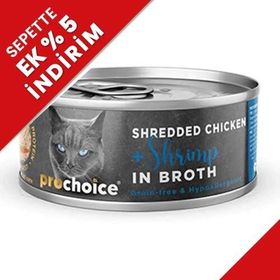 Pro Choice Hypo-Allergenic Sos İçinde Tavuk Etli ve Karidesli Tahılsız 70 gr Yetişkin Kedi Konservesi
