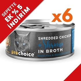 Pro Choice Hypo-allergenic Sos İçinde Tavuk ve Karides Tahılsız 6x70 gr Kedi Konservesi