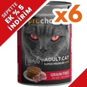 Pro Choice Lamb Kuzu Etli Tahılsız 6x400 gr Kedi Konservesi