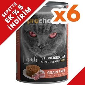 Pro Choice Sterilised Lamb Kuzu Etli Tahılsız Kısırlaştırılmış 6x400 gr Kedi Konservesi