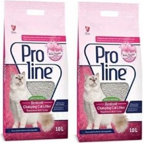 Pro Line 2x10 lt Bebek Pudrası Kokulu İnce Taneli Bentonit Topaklanan Kedi Kumu