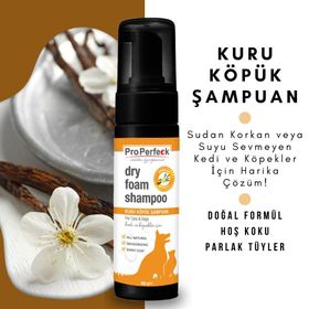 Pro Perfeck Kuru Köpük Vanilya Kokulu 200 ml Kedi ve Köpek Şampuanı