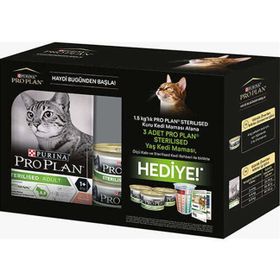 Pro Plan 1.5 kg Kısırlaştırılmış Somon Balıklı Kedi Maması+3 Adet Pro Plan Yaş Mama