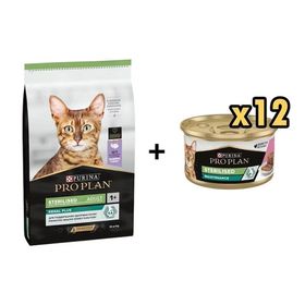 Pro Plan Hindili Kısırlaştırılmış 3 kg Kedi Maması + Proplan Sterilised Ton ve Somonlu Kısırlaştırılmış 12x85 gr Kedi Konservesi