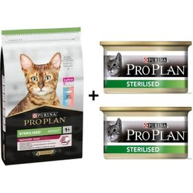Pro Plan Morina ve Okyanus Balıklı 10 kg Kısırlaştırılmış Kuru Kedi Maması + 2x85 gr Pro Plan Somonlu Kısır Kedi Konservesi