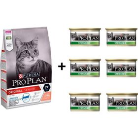Pro Plan Senior Somonlu 3 kg Yaşlı Kedi Maması + 6x85 gr Sterilised Ton ve Somonlu Kısırlaştırılmış Kedi Konservesi