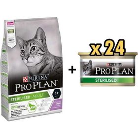 Pro Plan Somonlu 1.5 kg Kısırlaştırılmış Kedi Maması + 24x85 gr Sterilised Ton ve Somonlu Kısırlaştırılmış Kedi Konservesi