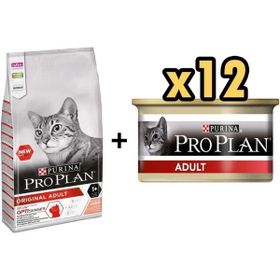 Pro Plan Somonlu 3 kg Yetişkin Kedi Maması + 12x85 gr Adult Tavuk Etli Yetişkin Kedi Konservesi