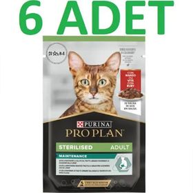 Pro Plan Sterilised Sığır Etli Kısırlaştırılmış Pouch Kedi 6x85 gr Yaş Mama