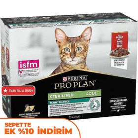 Pro Plan Sterilised Sos İçinde Sığır Etli Kısırlaştırılmış Pouch 10x85 gr Kedi Yaş Maması