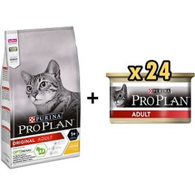Pro Plan Tavuklu 1.5 kg Yetişkin Kedi Maması + 24x85 gr Adult Tavuk Etli Yetişkin Kedi Konservesi