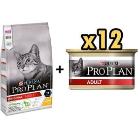 Pro Plan Tavuklu 3 kg Yetişkin Kedi Maması + 12x85 gr Adult Tavuk Etli Yetişkin Kedi Konservesi