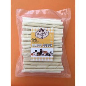 Prochef 50 Adet 250 gr Beyaz Burgu Çubuk Doğal Sığır Derisi Köpek Kemiği