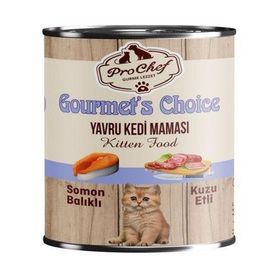 Prochef Gourmets Choice 16x415 gr Somon Balıklı ve Kuzu Etli Konserve Yavru Kedi Maması