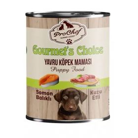 Prochef Gourmets Choice 24x415 gr Somon Balıklı ve Kuzu Etli Yavru Köpek Konserve Yaş Mama