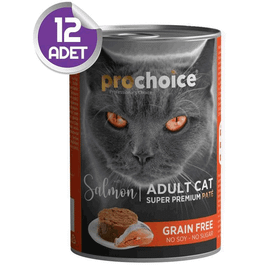 Prochoice 12x400 gr Somonlu Tahılsız Pate Yetişkin Kedi Konservesi