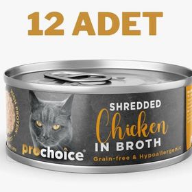 Prochoice 12x70 gr Deluxe Shredded Chicken Kedi Konservesi