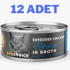 Prochoice 12x70 gr Deluxe Shredded Chicken&Shrimp Kedi Konservesi