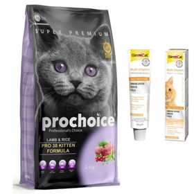 Prochoice 38 Kitten Kuzulu 2 kg Yavru Kedi Maması+Gimcat Multi Vitamin Paste 20 gr Kedi Macunu