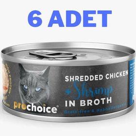 Prochoice 6x70 gr Deluxe Shredded Chicken Shrimp Kedi Konservesi