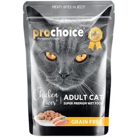 Prochoice 85 gr Pouch Jöleli Tavuklu ve Ciğerli Tahılsız Kedi Yaş Maması