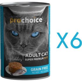 ProChoice Balık Etli Sebzeli Şekersiz Tahılsız Ezme 400 gr 6 Adet Yetişkin Kedi Konservesi