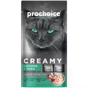 Prochoice Creamy Sterilised Tavuklu ve Ton Balıklı 4x15 gr Sıvı Kısırlaştırılmış Kedi Ödülü