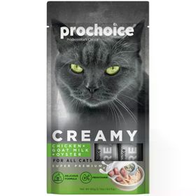 Prochoice Creamy Tavuklu Keçi Sütlü ve İstiridyeli 4x15 GR Sıvı Kedi Ödülü