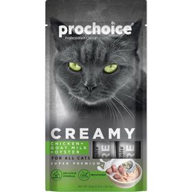 Prochoice Creamy Tavuklu Keçi Sütlü ve İstiridyeli 4x15 GR Sıvı Kedi Ödülü