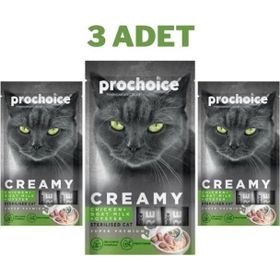 Prochoice Creamy Tavuklu ve Keçi Sütlü Sıvı 4x15 gr Kedi Ödül Maması