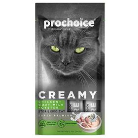 Prochoice Creamy Tavuklu ve Keçi Sütlü Sıvı 4x15 gr Kedi Ödül Maması