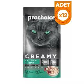 Prochoice Creamy Tavuklu ve Ton Balıklı Sıvı 4x15 GR Kedi Ödül Maması