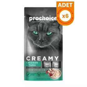 Prochoice Creamy Tavuklu ve Ton Balıklı Sıvı 4x15 GR Kedi Ödül Maması