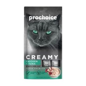 Prochoice Creamy Tavuklu ve Ton Balıklı Sıvı 4x15 GR Kedi Ödül Maması