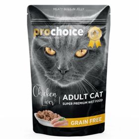 Prochoice Pouch Jöle İçinde Tavuklu ve Ciğerli Tahılsız 85 gr Yetişkin Kedi Konservesi